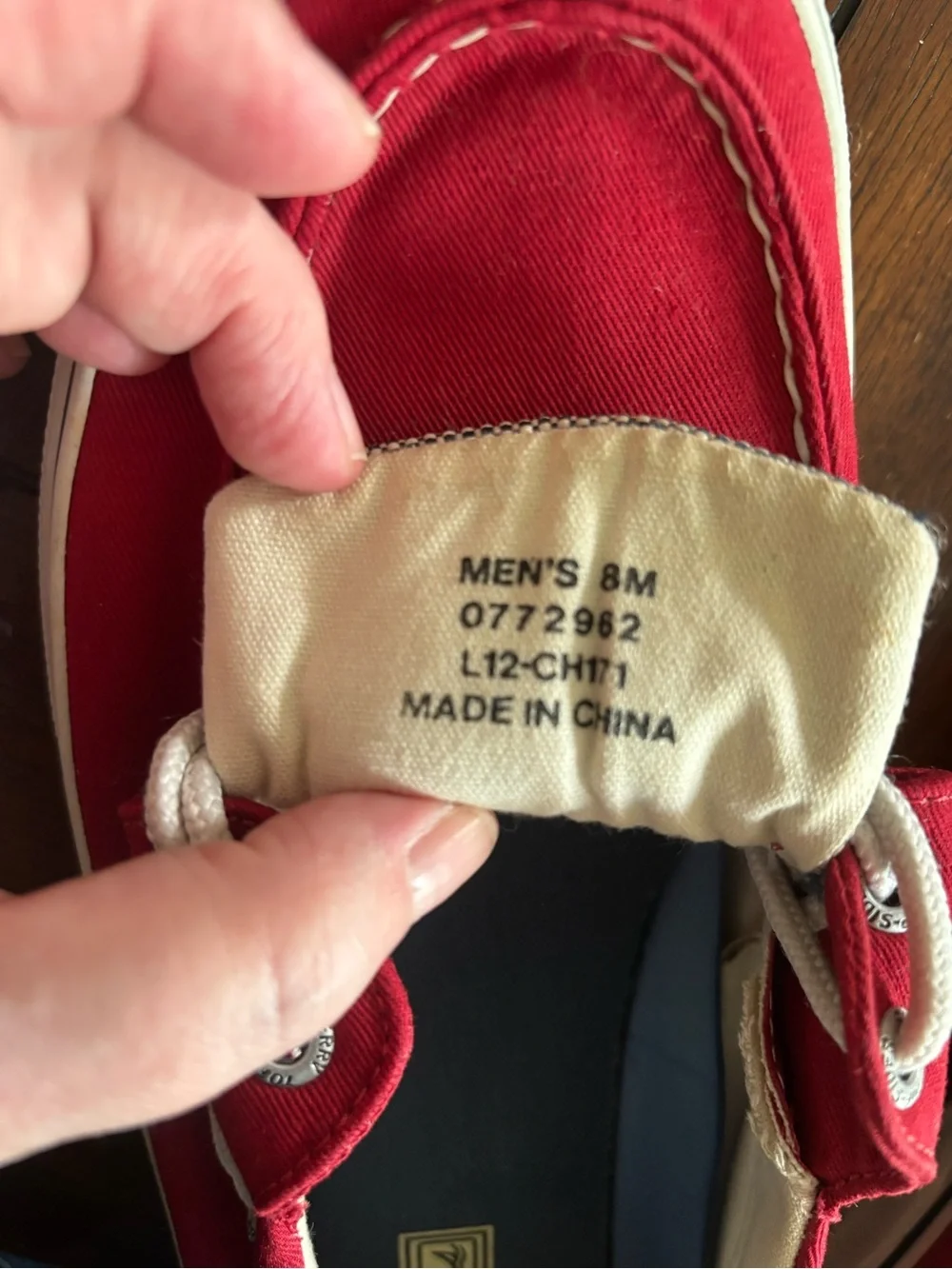 Sperry Men’s Red Canvas Boat Shoes with White Laces